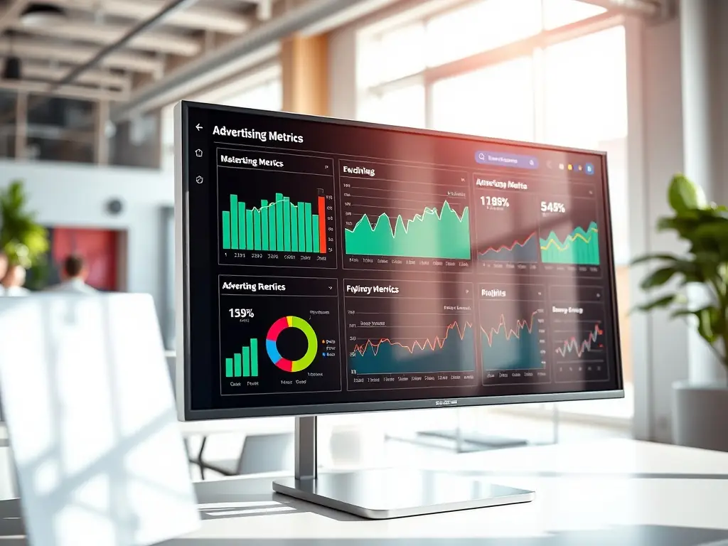 A professional-looking dashboard displaying key performance indicators (KPIs) and metrics related to Meta Ads campaigns, representing weekly reporting.